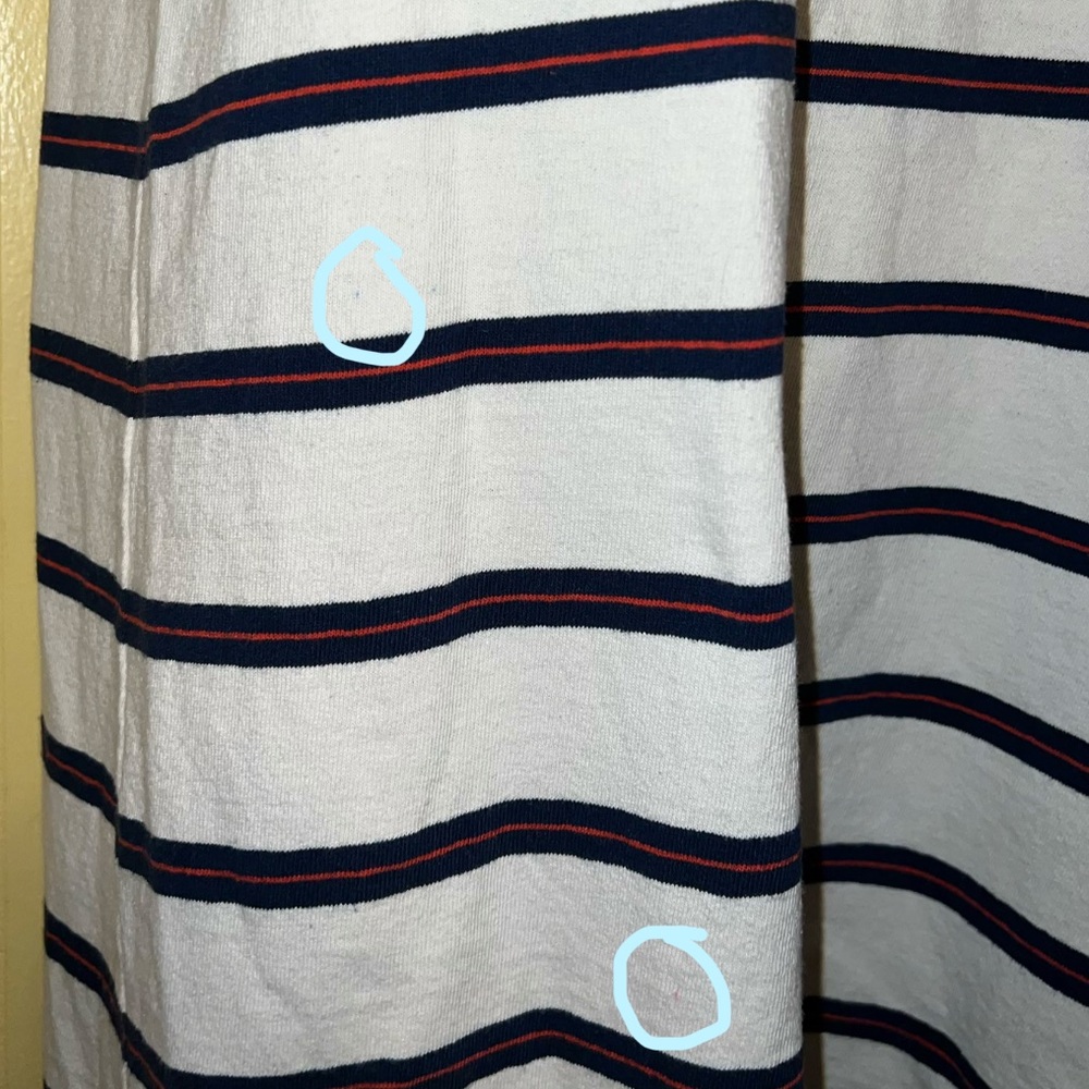 Madewell White Tomboy Pocket T-Shirt Cotton Mini Dress Blue Red Striped Size XS - Picture 12 of 13